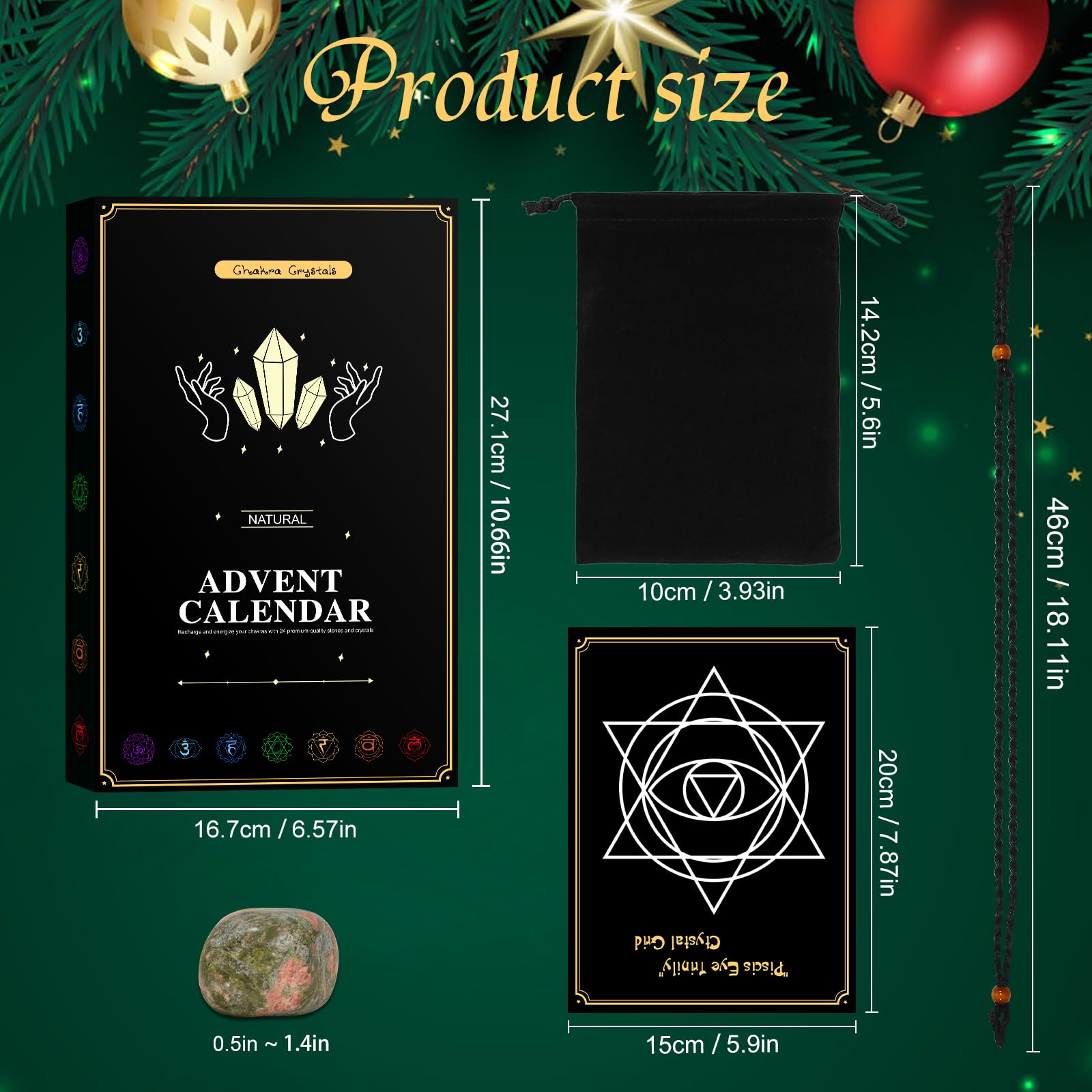 Pukamam Crystal Advent Calendar 2024 Adult Rock Healing Gemstone 24 Days Christmas Countdown Calendar