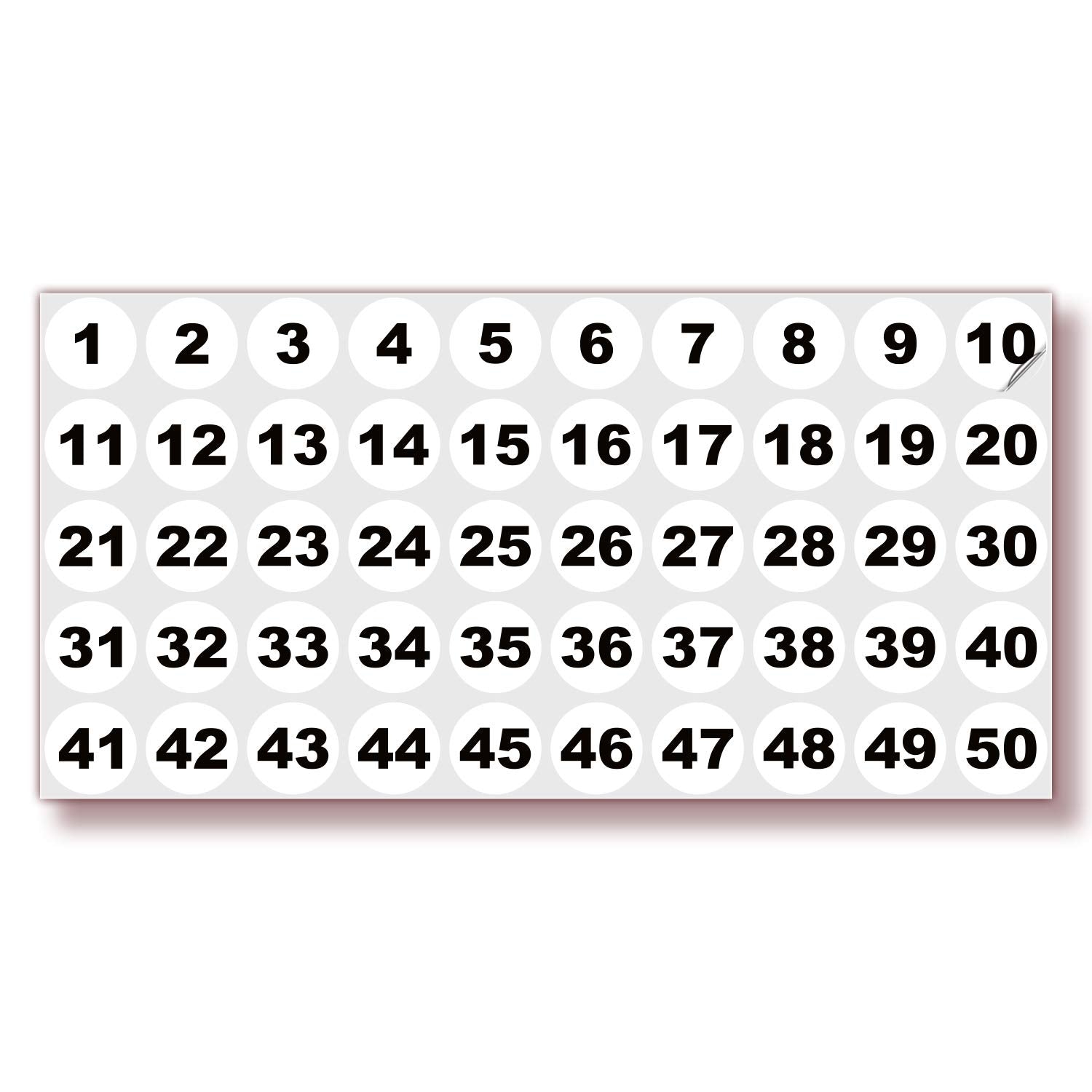 Isyfix White Consecutive Number Stickers - 1 To 50, 1-Inch, 1 Set - Vinyl Self Adhesive Premium Decal Ideal For Inventory, Stora