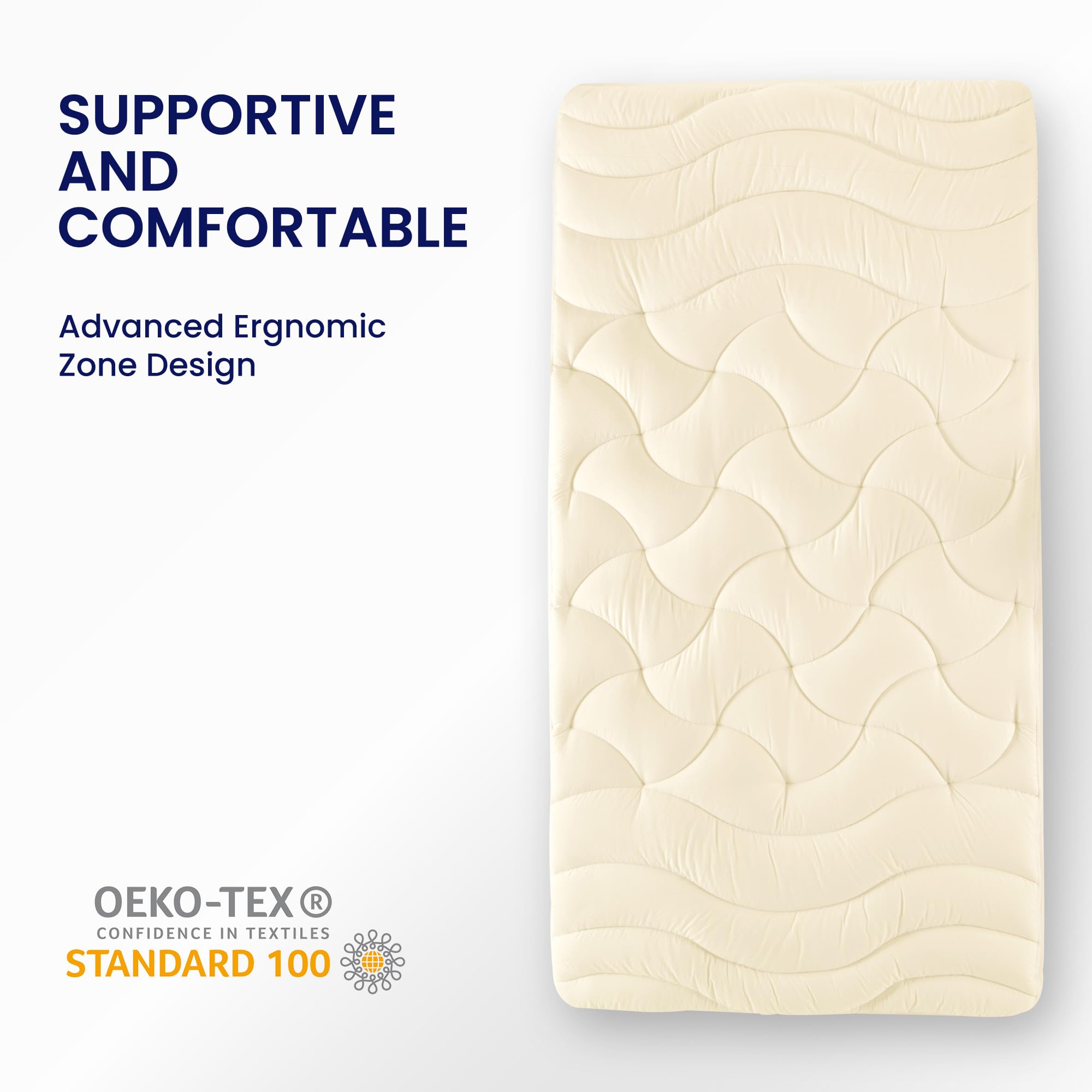 Sleep Zone Cooling Twin Mattress Topper For Single Bed, Premium Zoned Cool Mattress Pad Cover, Padded Mattress Protector Breathable Washable, Deep Pocket 8-21' (Beige, Twin)