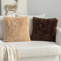 Pickkart Set Of 2 Fur Cushion Pillow Cover 16X16 Inches/ 40X40 Cm (Beige & Coffee)