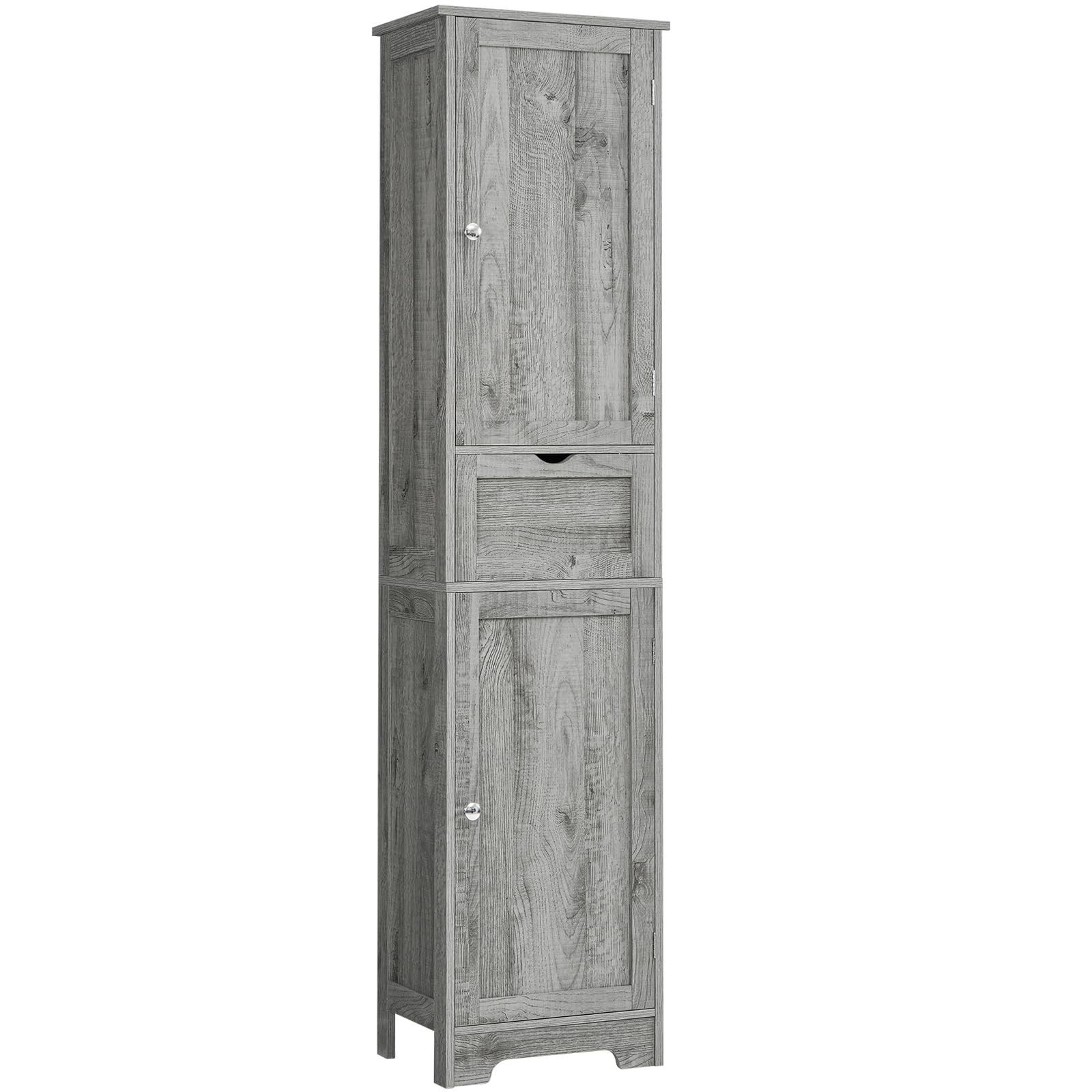 Iwell 67' Tall Bathroom Cabinet With Adjustable Shelves & 1 Drawer, Storage Cabinet With 2 Doors, Narrow Tall Cabinet, Floor Cabinet For Bathroom, Living Room, Home Office, Grey