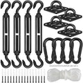 304 Stainless Steel Shade Sail Hardware Kit, 6 Inch Matte Black Sun Shade Hardware Kit for Triangle Rectangle Installation, Sun 