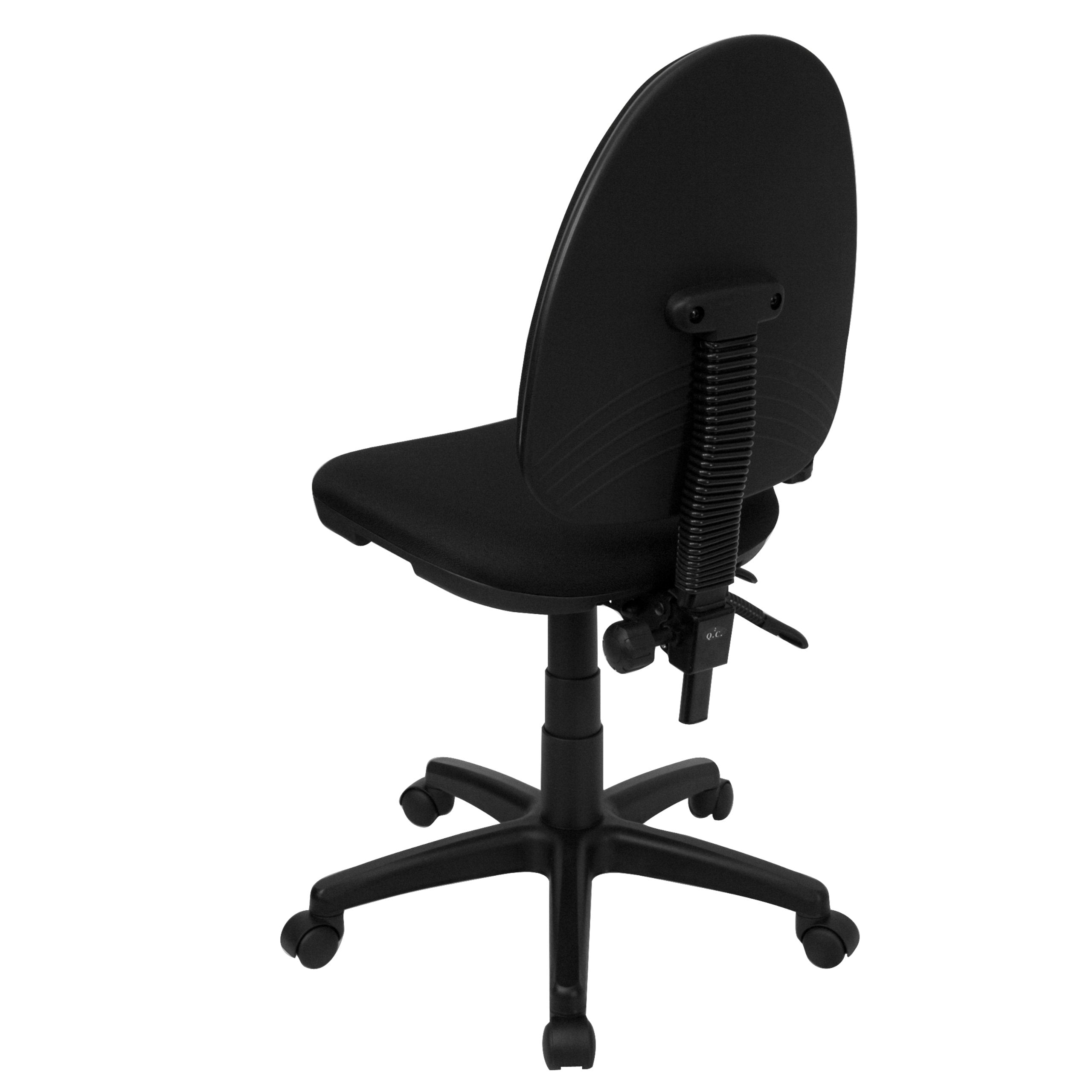 Flash Furniture Linus Mid-Back Black Fabric Multifunction Swivel Ergonomic Task Office Chair with Adjustable Lumbar Support