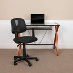 Flash Furniture Flash Fundamentals Mid-Back Black Mesh Swivel Task Office Chair With Pivot Back And Arms