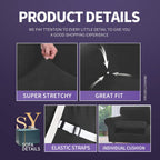 Znsayotx Oversized Velvet 3 Piece Couch Cover With 2 Extra Large Seat Cushion Covers Stretch Sofa Cover For 2 Cushion Couch Thick Soft Loveseat Sofa Slipcover (Black),71'-91'(2 Cushions)