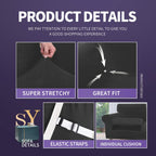 Znsayotx Luxury Velvet Couch Cover 4 Piece Stretch Oversized Sofa Covers For 3 Cushion Couch Thick Soft Large Sofa Slipcover Anti Slip Dogs Pet Furniture Protector (Black),91'-110'(3 Cushions)