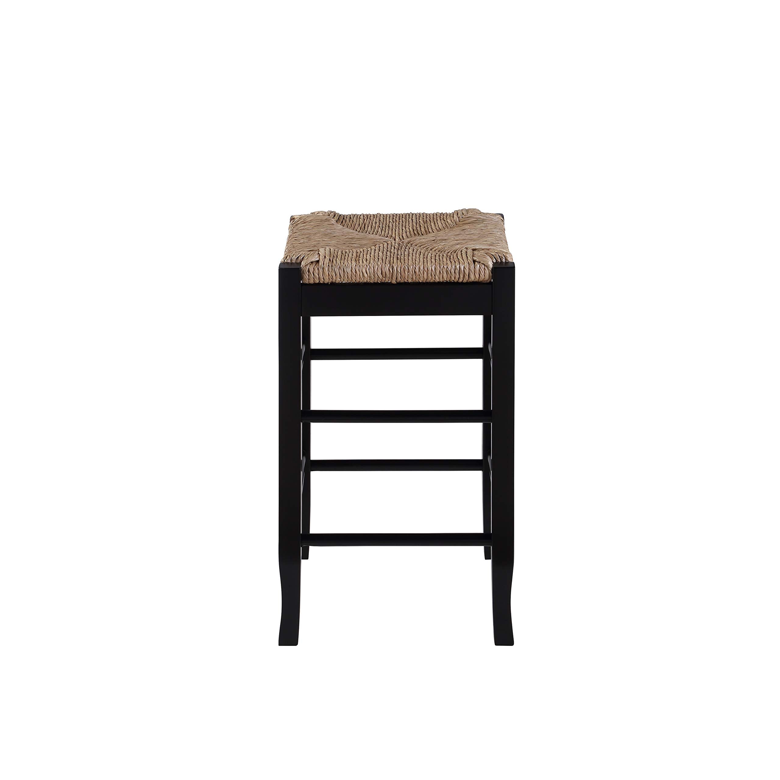 Boraam Square Rush Seat Counter Height Stool, 24-Inch, Black