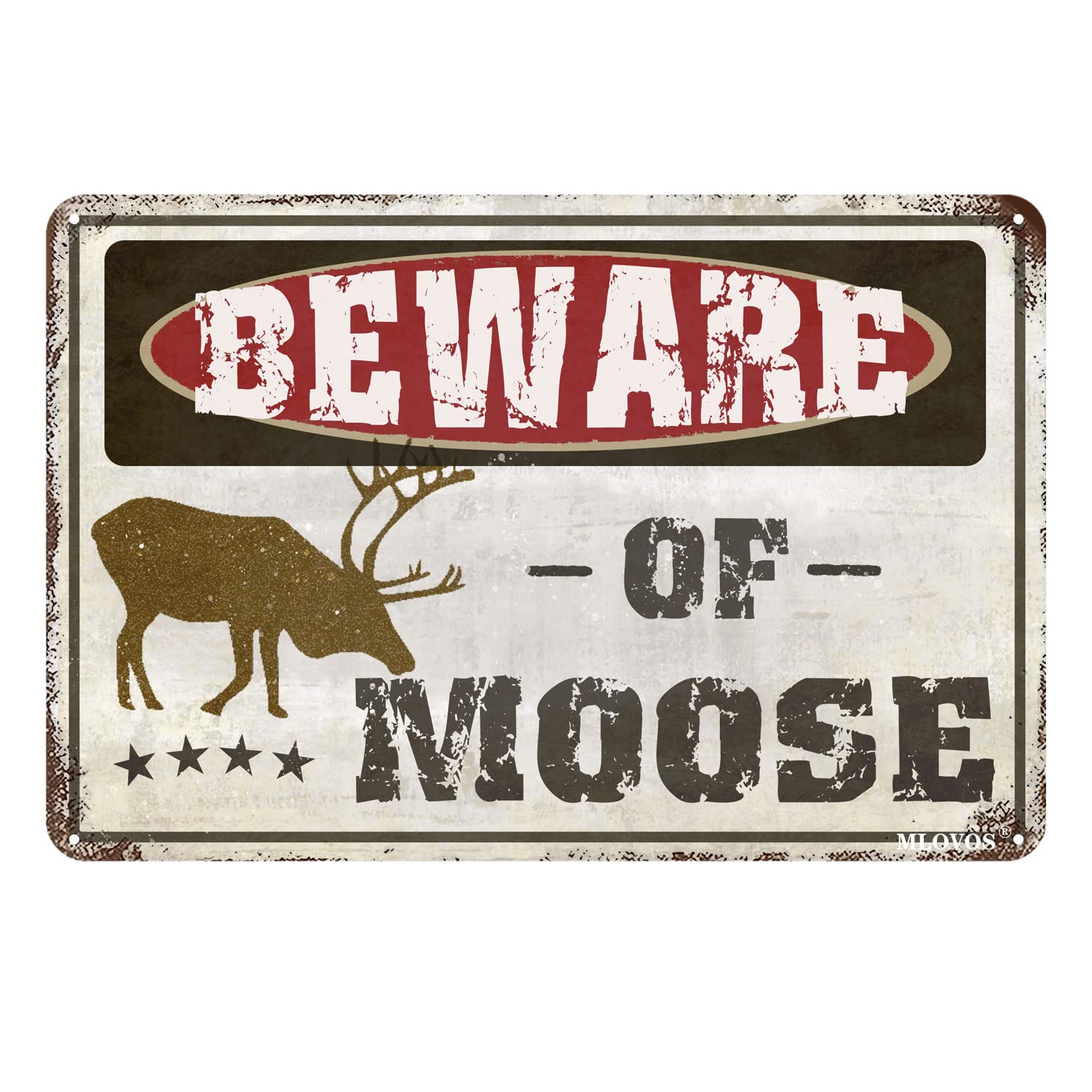Mlovos Garden Tin Sign Warning The Moose Signs Beware Of Moose Metal Sign For Yard Fence Garage Cave Home Garden Wall Funny Deco
