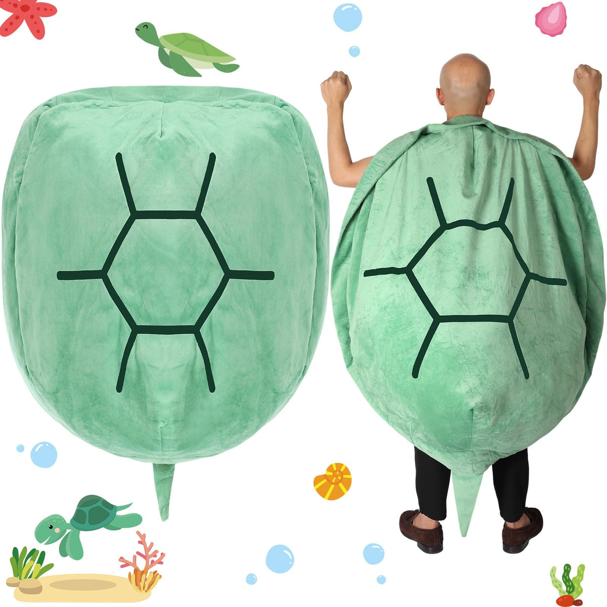 Smoothnovelty 63 Inch Wearable Turtle Shell Giant Stuffed Tortoise Pillows Plush Animal Large Turtle Body Pillow Funny Cuddle Sh
