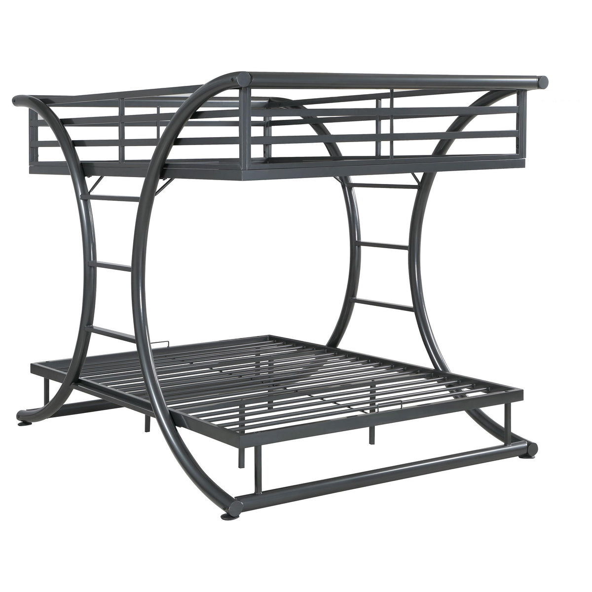 Coaster Home Furnishings Stephan Rustic Metal Full Over Full Size Bunk Bed Frame With Ladder And Guardrails Fully Slatted Mattress Ready Foundation Gunmetal 460078