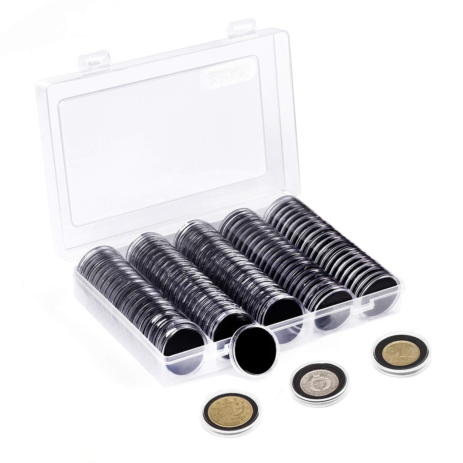 Splf 100 Pieces 30Mm Coin Capsules And 5 Sizes (17/20/25/27/30Mm) Protect Gasket Coin Holder Case With Plastic Storage Organizer
