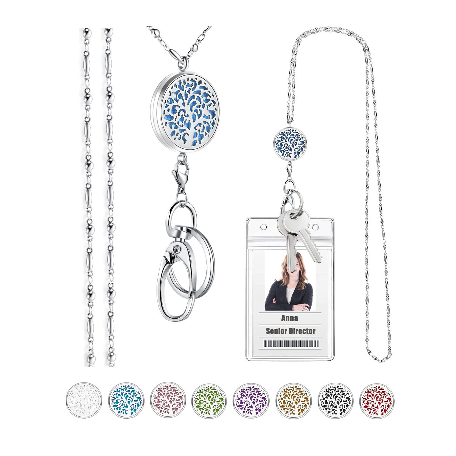 Sam & Lori Strong Lanyard Necklace Stainless Steel Beaded Chain Necklace Silver For Id Badge Holder And Key Chains Non Breakaway