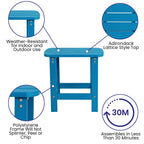 Flash Furniture Charlestown Tiered Commercial Poly Resin Adirondack Side Table - Blue - All-Weather - Indoor/Outdoor
