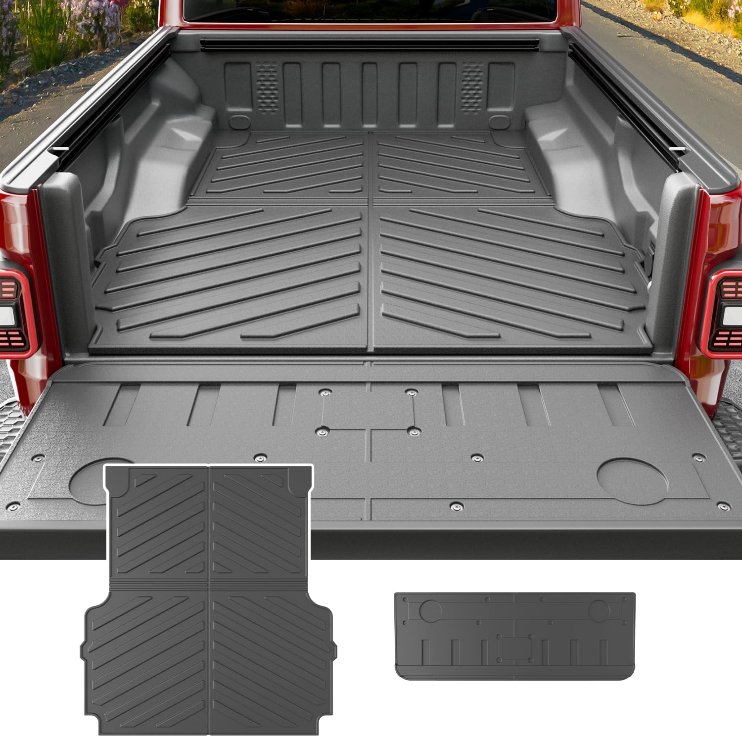 Powoq Truck Mat Compatible With 2020-2025 Jeep Gladiator Jt Cargo Mat Tailgate Liner Tpe Replacement For 2020-2025 Jeep Gladiato