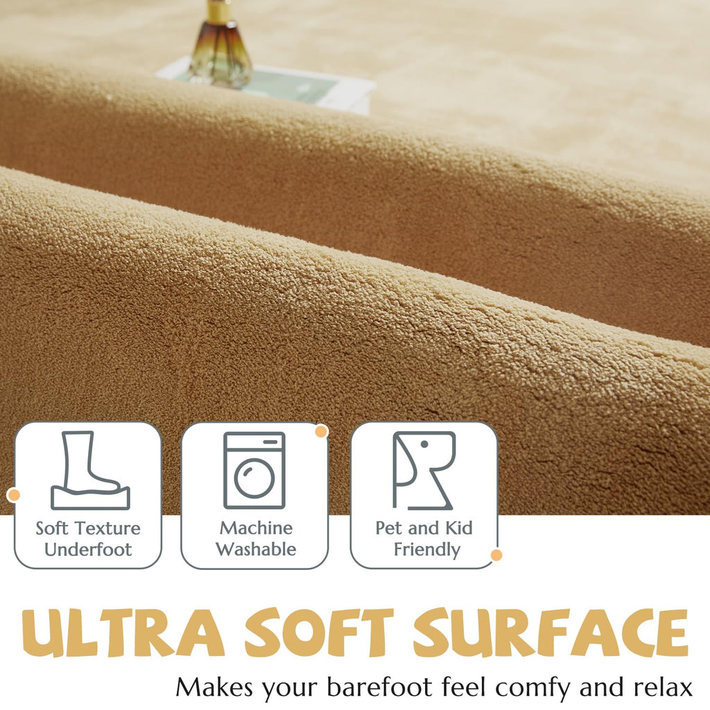 Jinchan Solid Plush Area Rug 3X5 Performance Shaggy Rug Washable Area Rug Indoor Soft Rug Modern Faux Wool Rug Cozy Non Slip Car