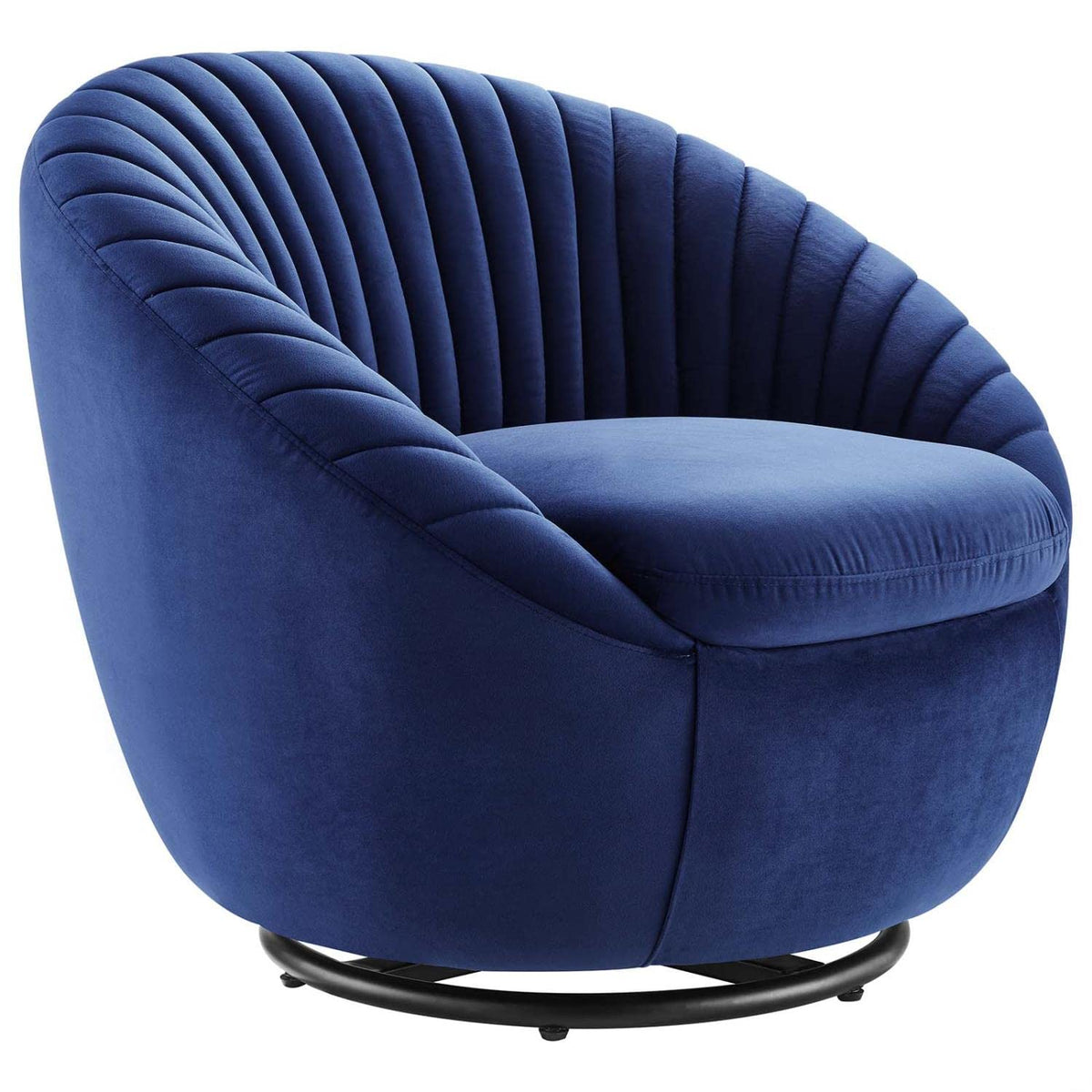 Modway Whirr Tufted Performance Velvet Swivel Chair in Black/Navy