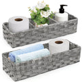 LotFancy Toilet Paper Storage Basket, 2 Pack Woven Toilet Tank Topper Basket, Back of Toilet Storage Basket, Rustic Farmhouse Ba