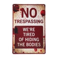 Alotpower Halloween Decorations Indoor&Outdoor, 7.8in x 11.8in Halloween Wall Decor Tin Signs, Retro No Trespassing Signs Funny-