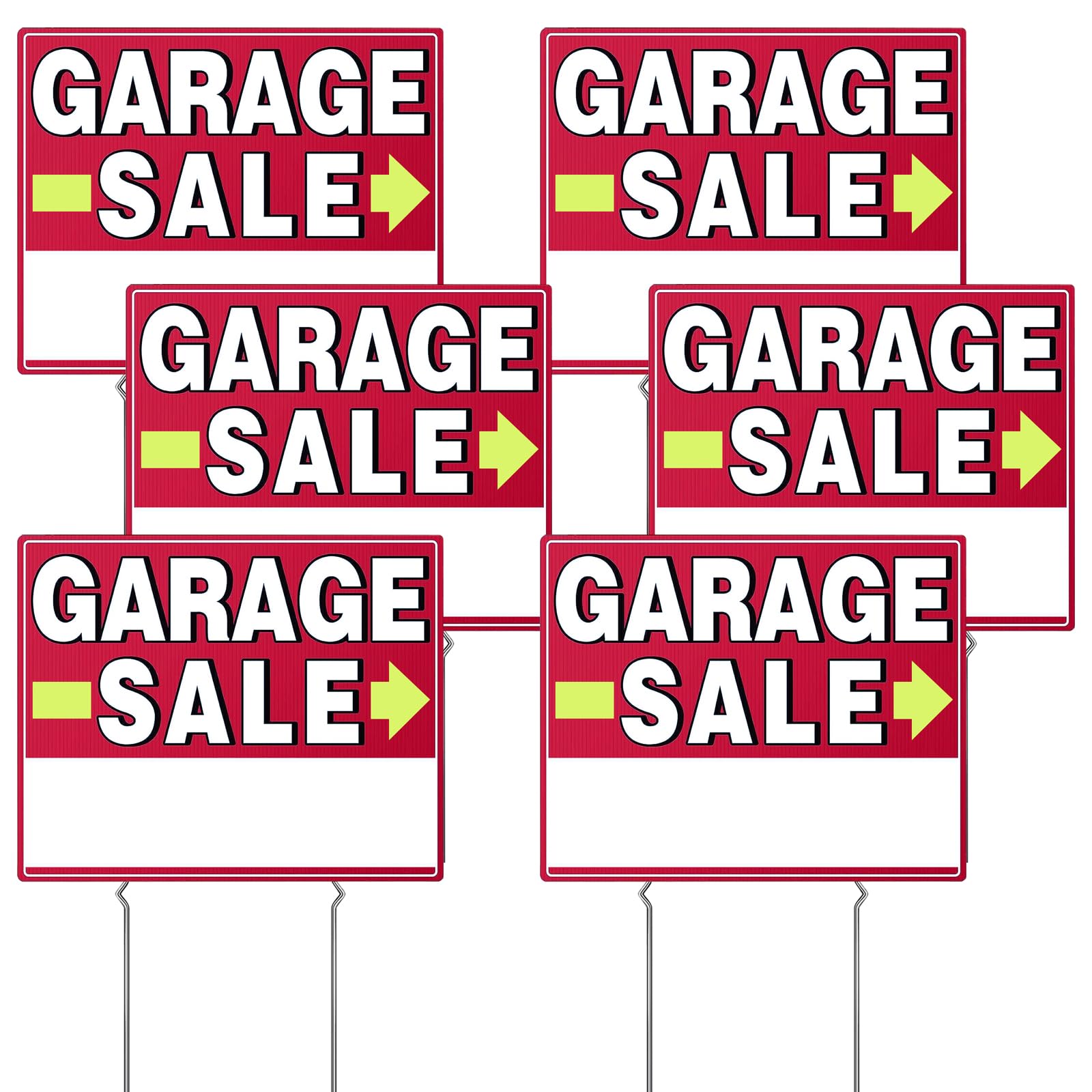 Garage Sale Sign, 6 Pcs 17' X 13' Garage Sale Signs With Stakes Yard Sale Signs With Stakes Weather-Proof Garage Sale Sign Wit