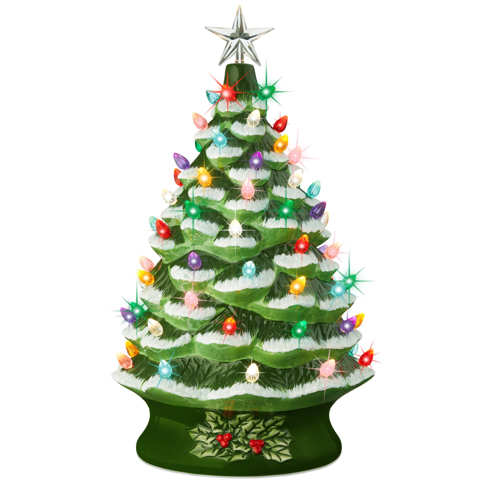 Best Choice Products 24in Extra Large Ceramic Christmas Tree, Pre-Lit Hand-Painted Tabletop XL Indoor Holiday Tree, 74 Multocolo