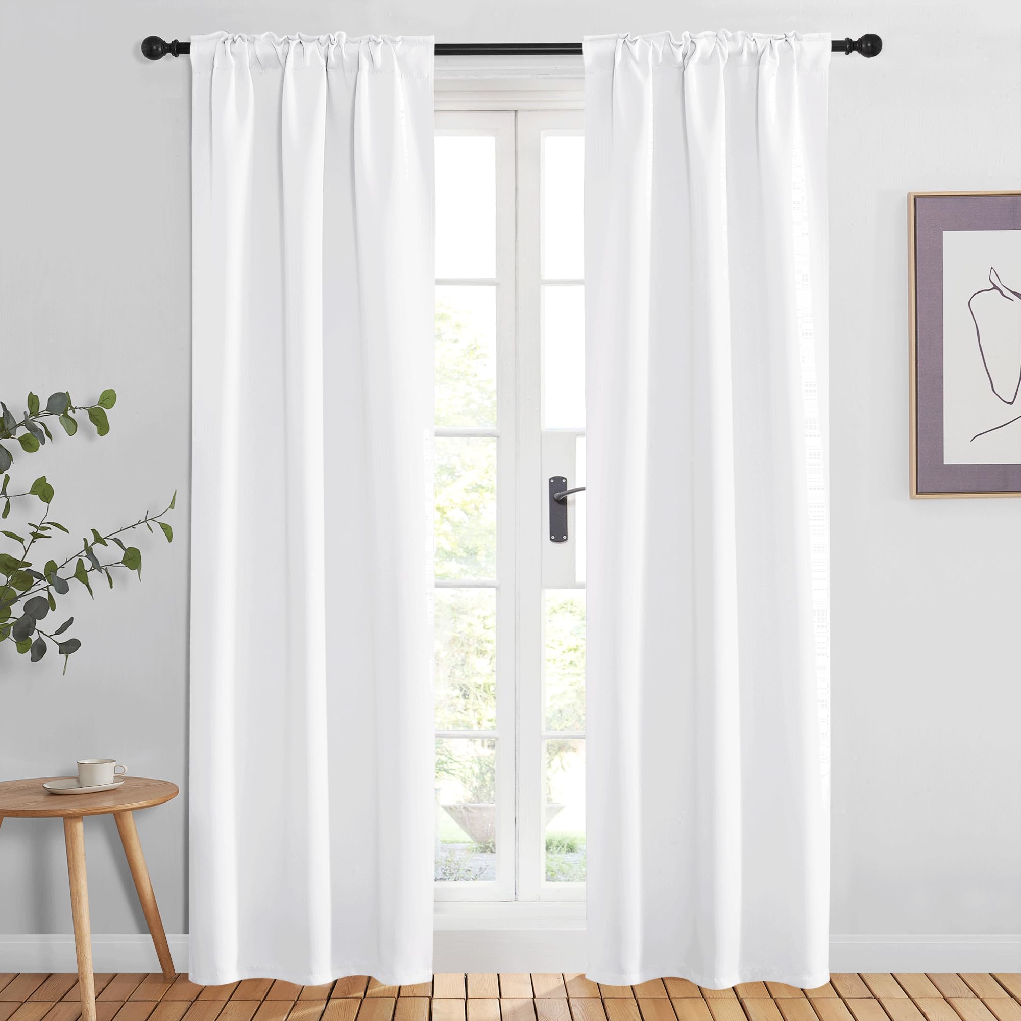 Nicetown Living Room Curtains - (White Color) W34 X L84, Set Of 2, Home Decor Modern Drapery Panels For Office/School/Hospital Window