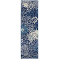 Nourison Passion Navy/Ivory 1'10' X 6' Area Rug, Floral, Farmhouse, Easy Cleaning, Non Shedding, Bed Room, Living Room, Dining