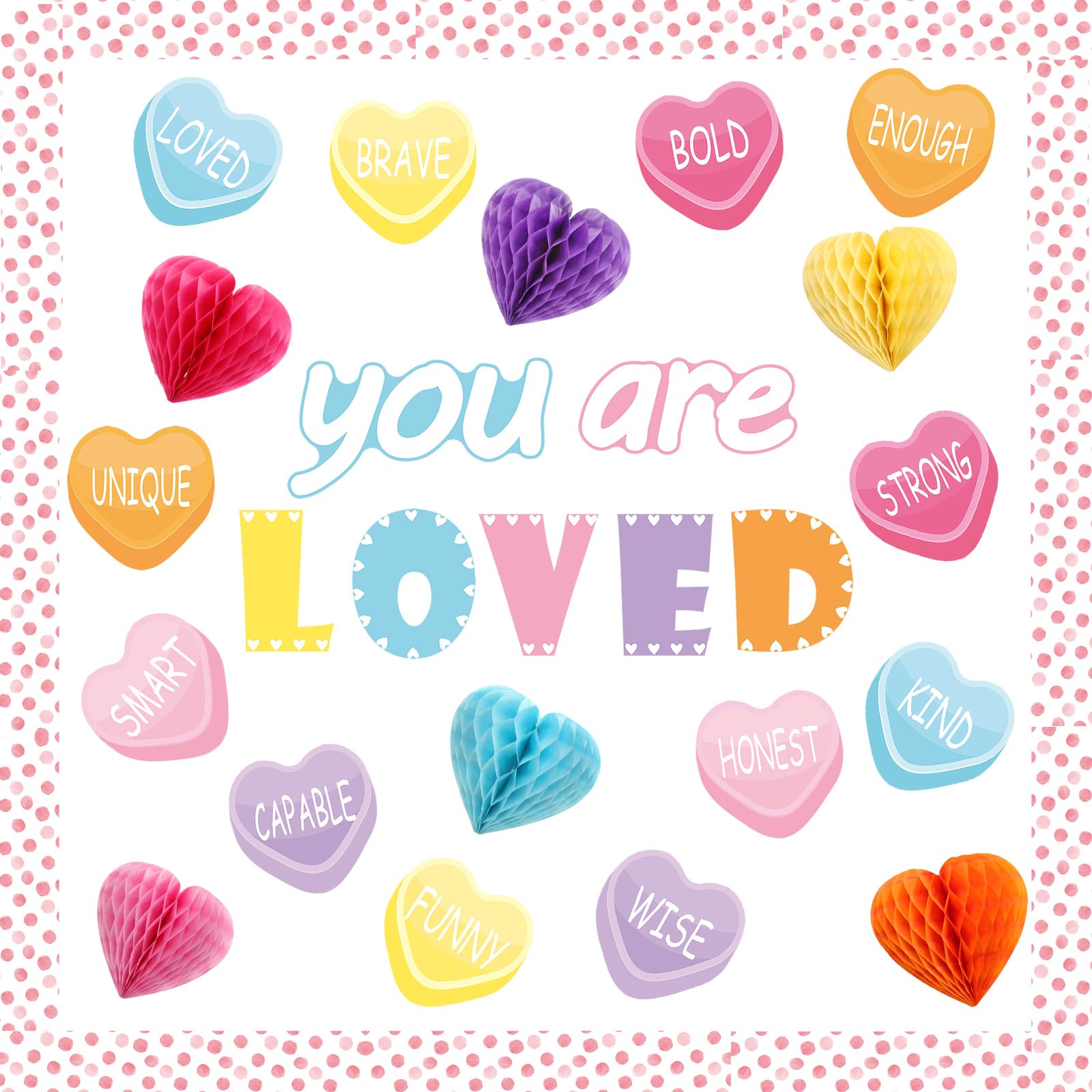Taobary 85 Pcs Valentine'S Day Bulletin Board Set 3D Heart Honeycomb Owl Love Truck Bulletin Board Cutouts Valentine'S Day Class