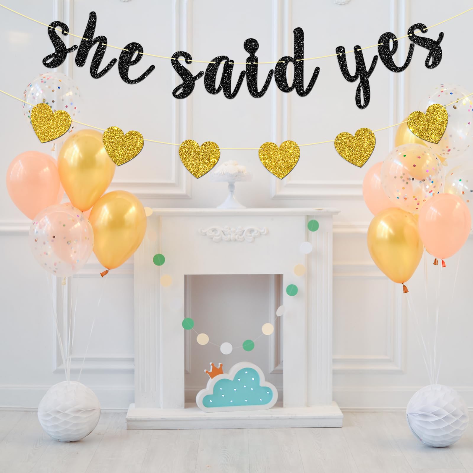 Dill-Dall She Said Yes Banner, Just Engaged, Happy Engagement Party Hanging Decor, Glittery Bachelorette Bride To Be Party Decor