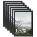 QOTIB 10x15 Picture Frame Black for Wall Mounting Set of 6, Horizontal and Vertical Formats for Wall Hanging, Wood 10x15 Frame, 