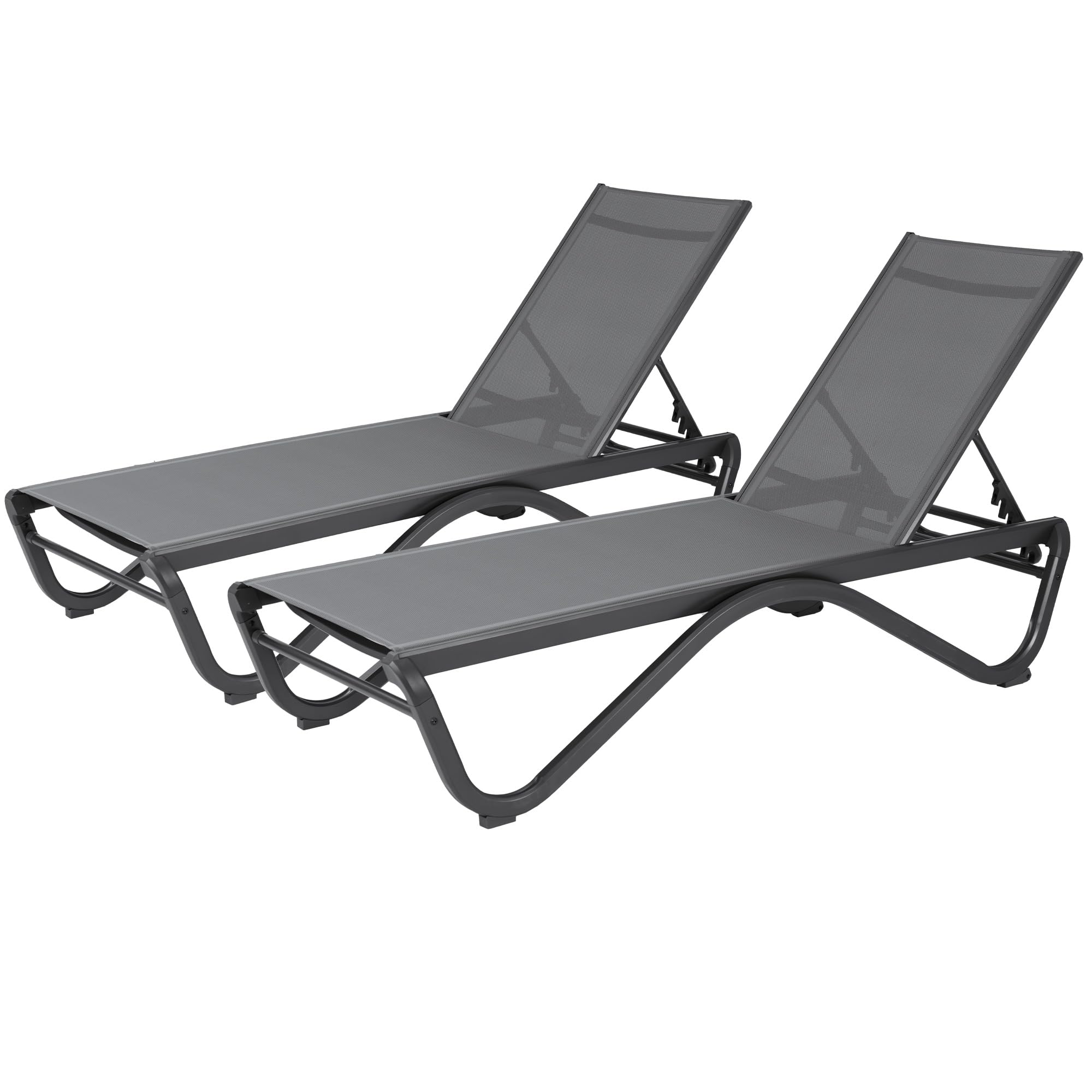Kozyard 2Pack Patio Chaise Lounge Chair Full Flat Alumium Adjustable Chair Flat Chaise Lounge Outdoor Chair for Sunbathing, Pool