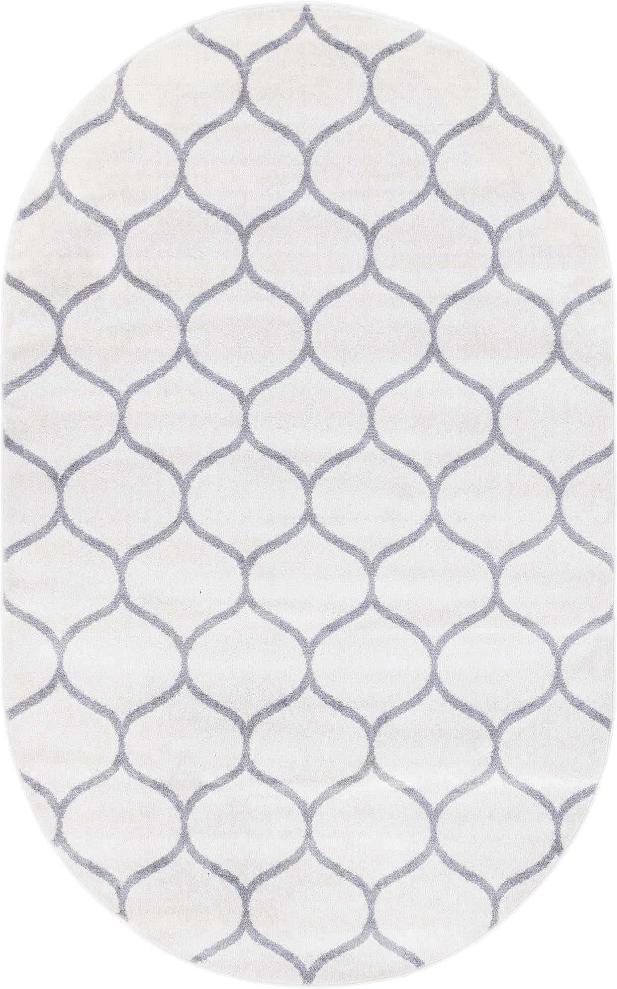 Unique Loom Trellis Frieze Collection Area Rug - Rounded (5' x 8' Oval, Ivory/ Gray)