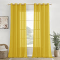 Homemonde Sheer Grommet Curtains Door 7 Feet Long Living Room Solid Curtain Pack Of 4 (7Ft X 4.5Ft Mustard)