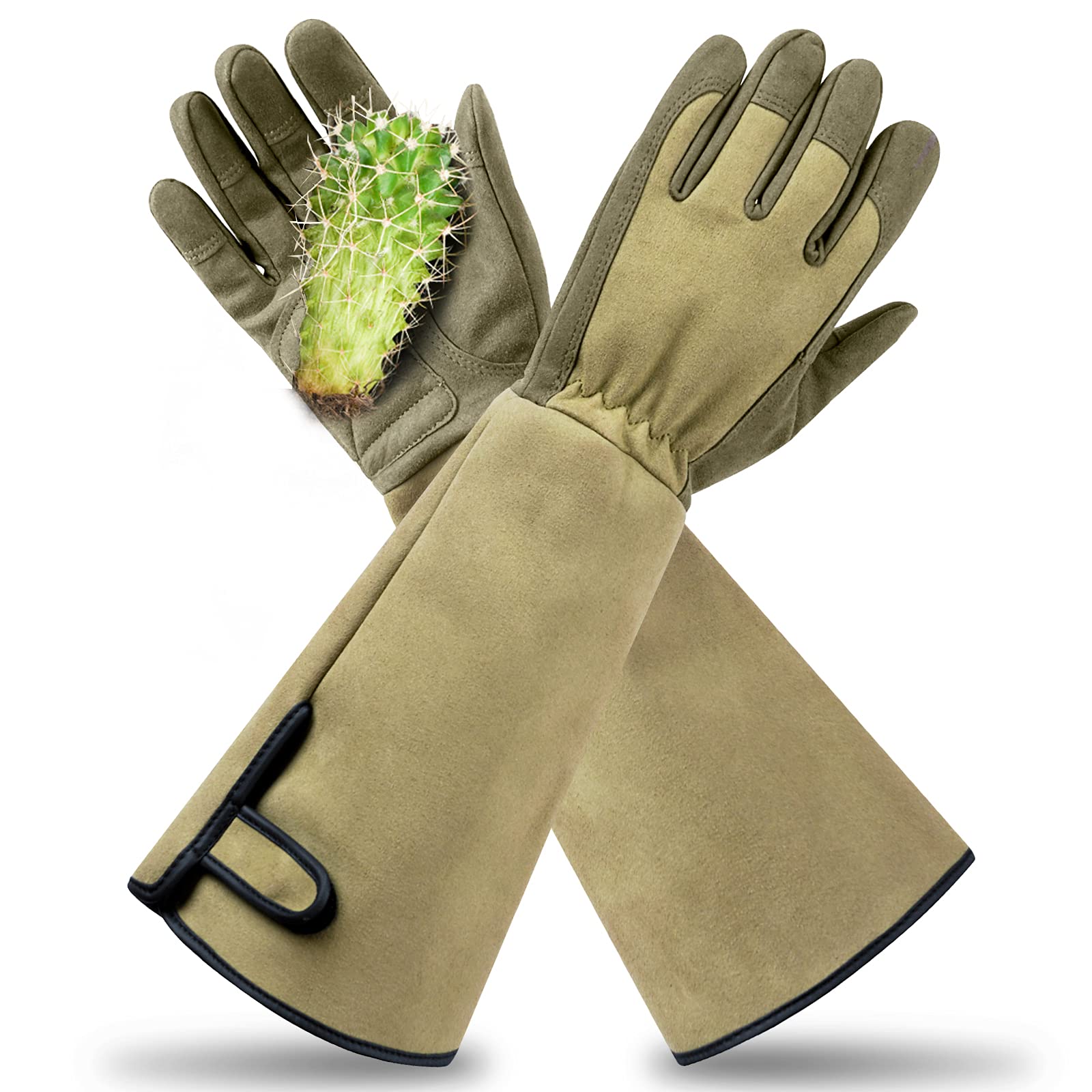 Yionaiyi Professional Rose Pruning Thorn Proof Gardening Gloves With Long Forearm Protection For Men And Women (1 Pair) (Green,