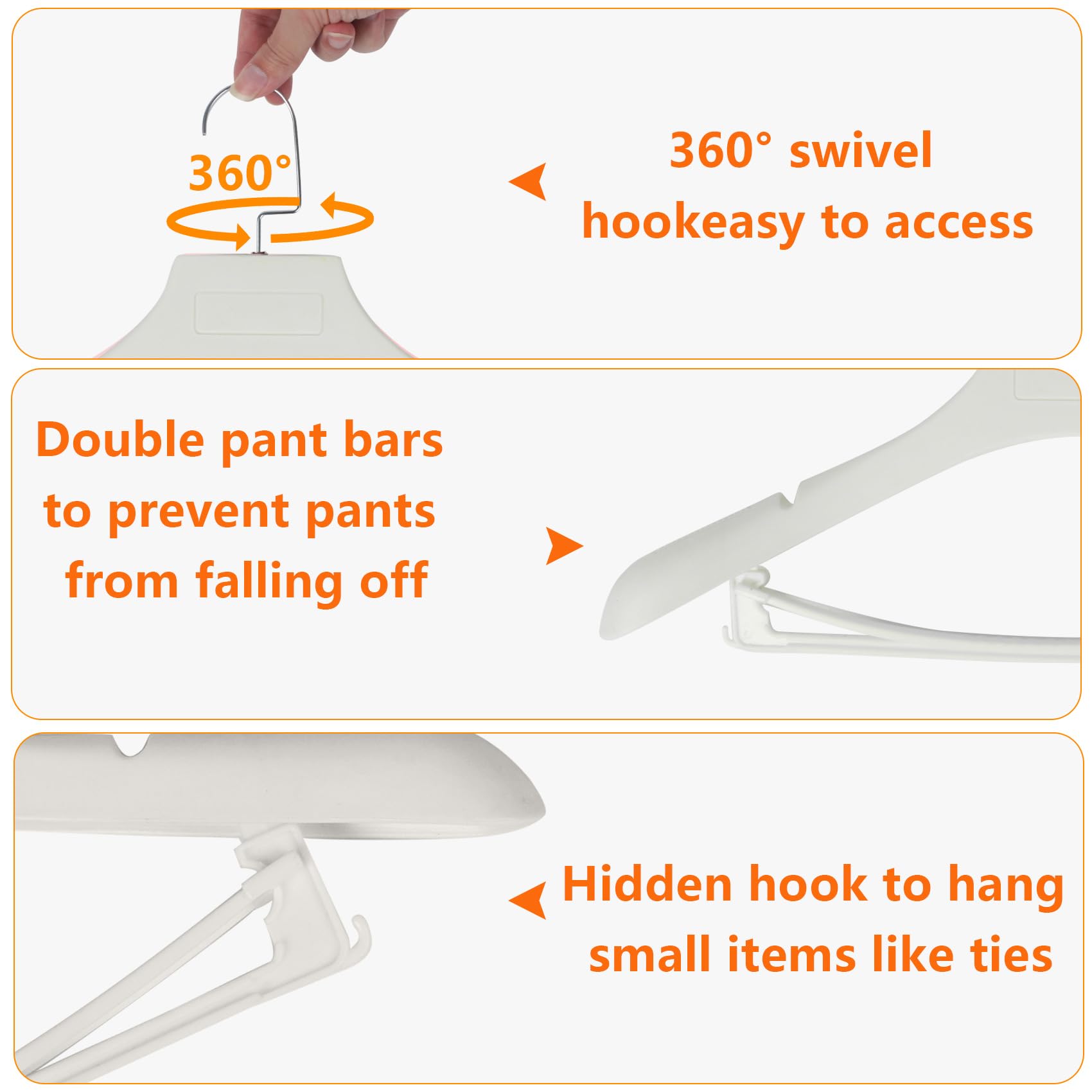 Dedu Plastic Extra Wide Shoulder Suit Hangers For Men 15 Pack Width 17.7'', Ivory White Sweater Hangers No Shoulder Bump Non Sli