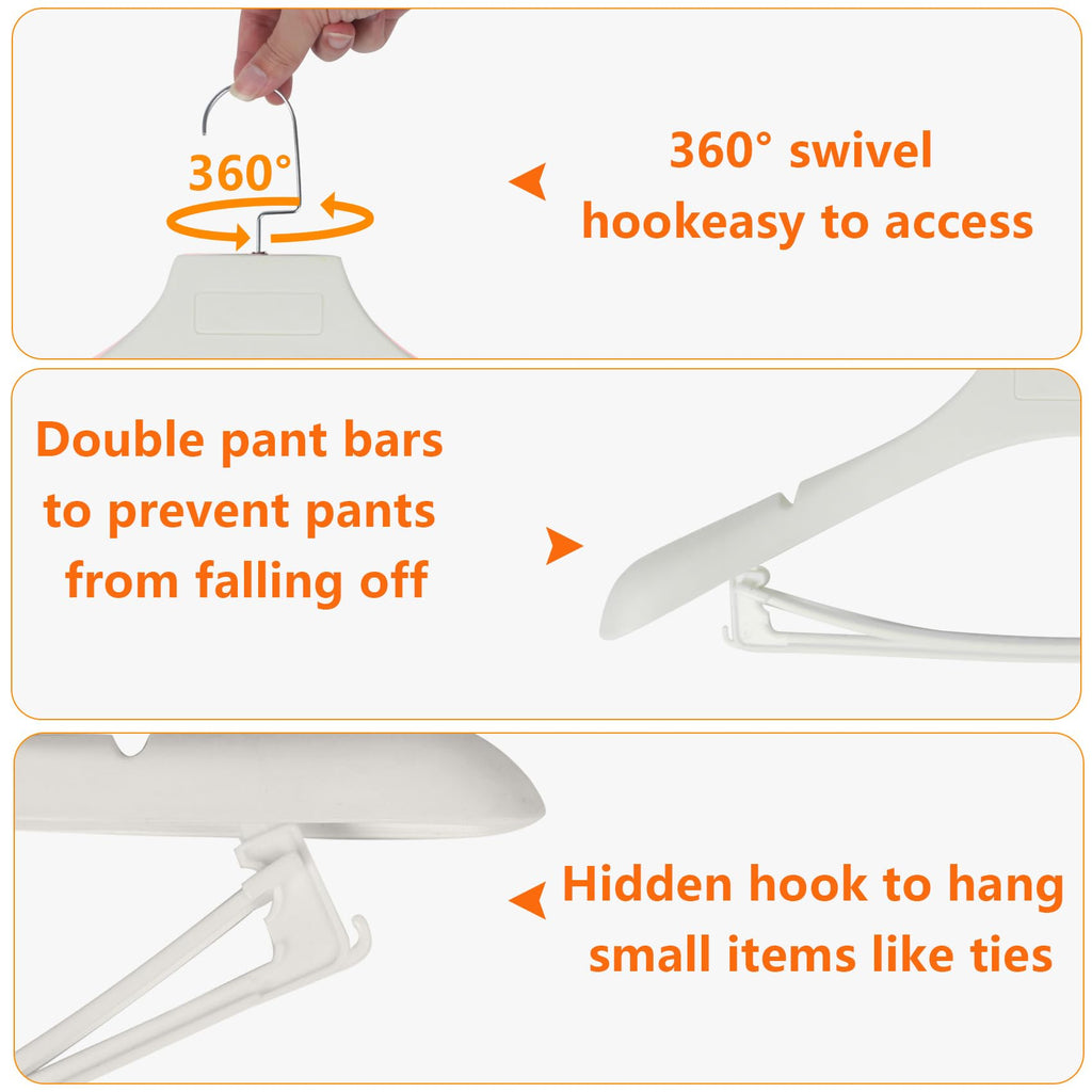Plastic Extra Wide Shoulder Suit Hangers For Men 10 Pack Width 17.7'', Ivory White Sweater Hangers No Shoulder Bump Non Slip For