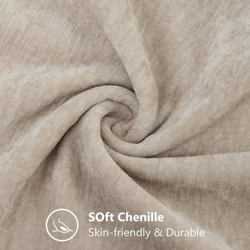 Decoruhome Couch Throw Pillow Covers 20X20 Set Of 2, Decorative Soft Chenille Solid Dyed Pillow Covers For Sofa Bed Living Room, Bleached Sand