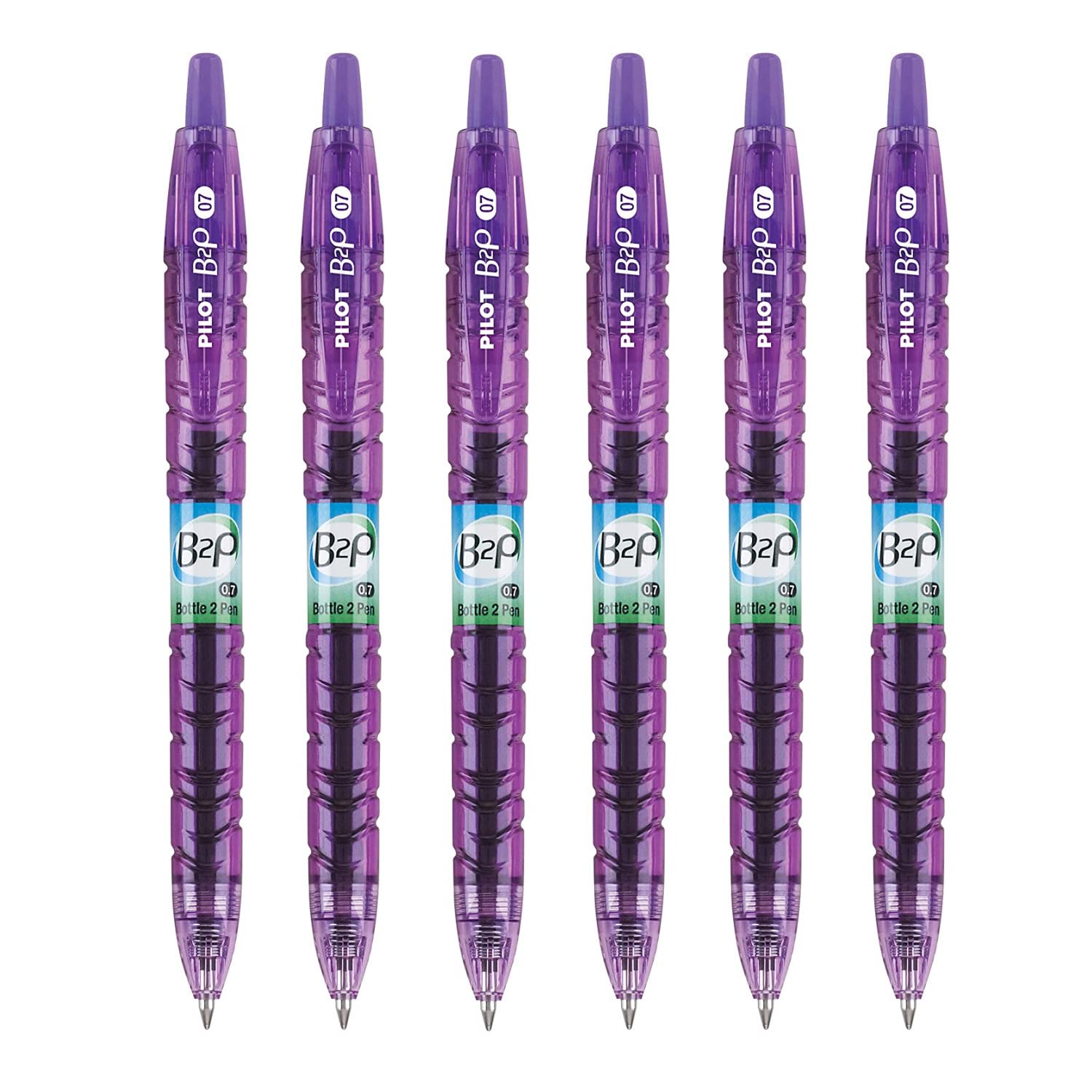 Pilot B2P - Bottle To Pen Refillable & Retractable Rolling Ball Gel Pen Made From Recycled Bottles, 0.7Mm Fine Point, Purple Ink