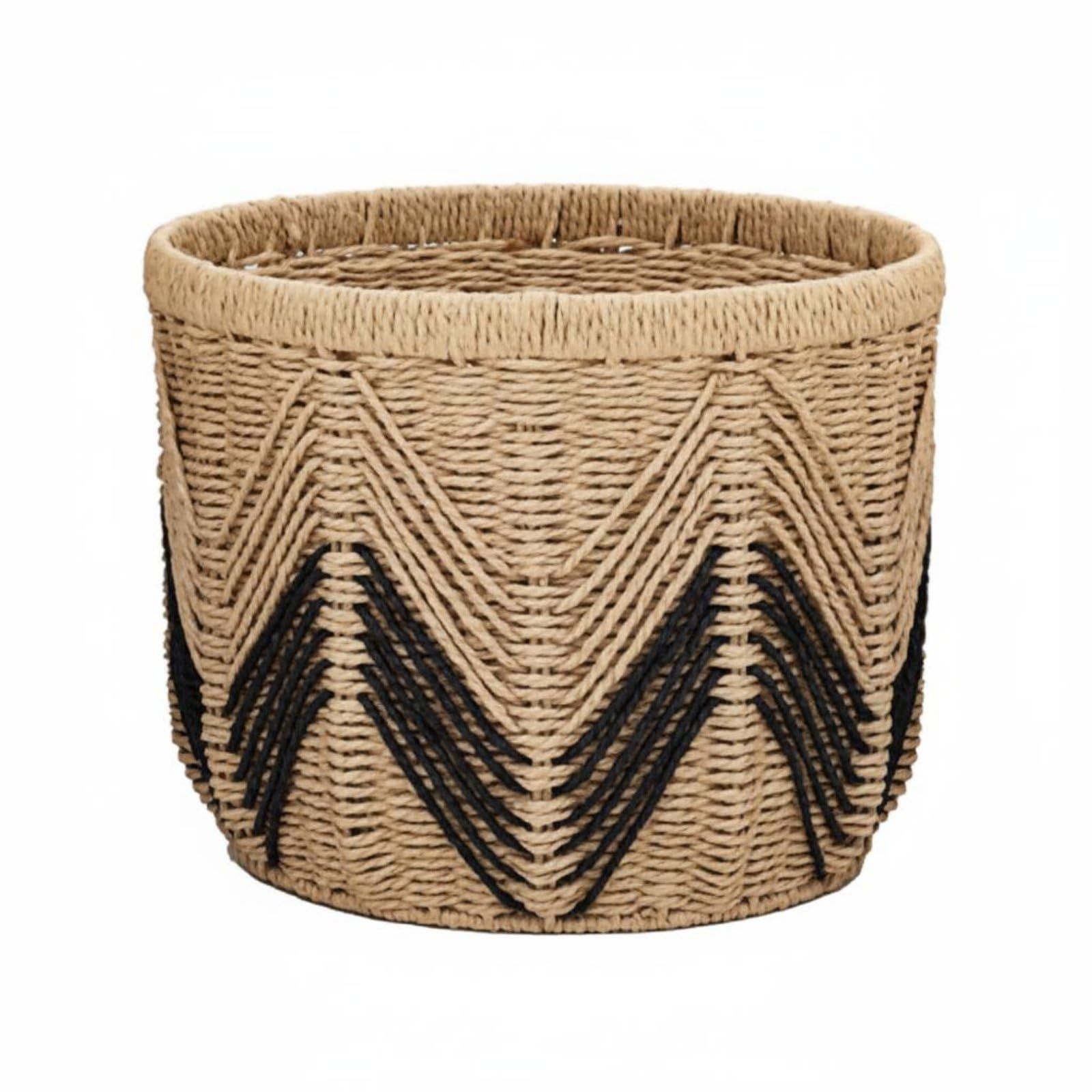 Snappsy 3 Pieces Handmade Paper Rope Basket EcoFriendly Handwoven Storage Basket Natural Look Organizer Bin For Tabletop, Desk,