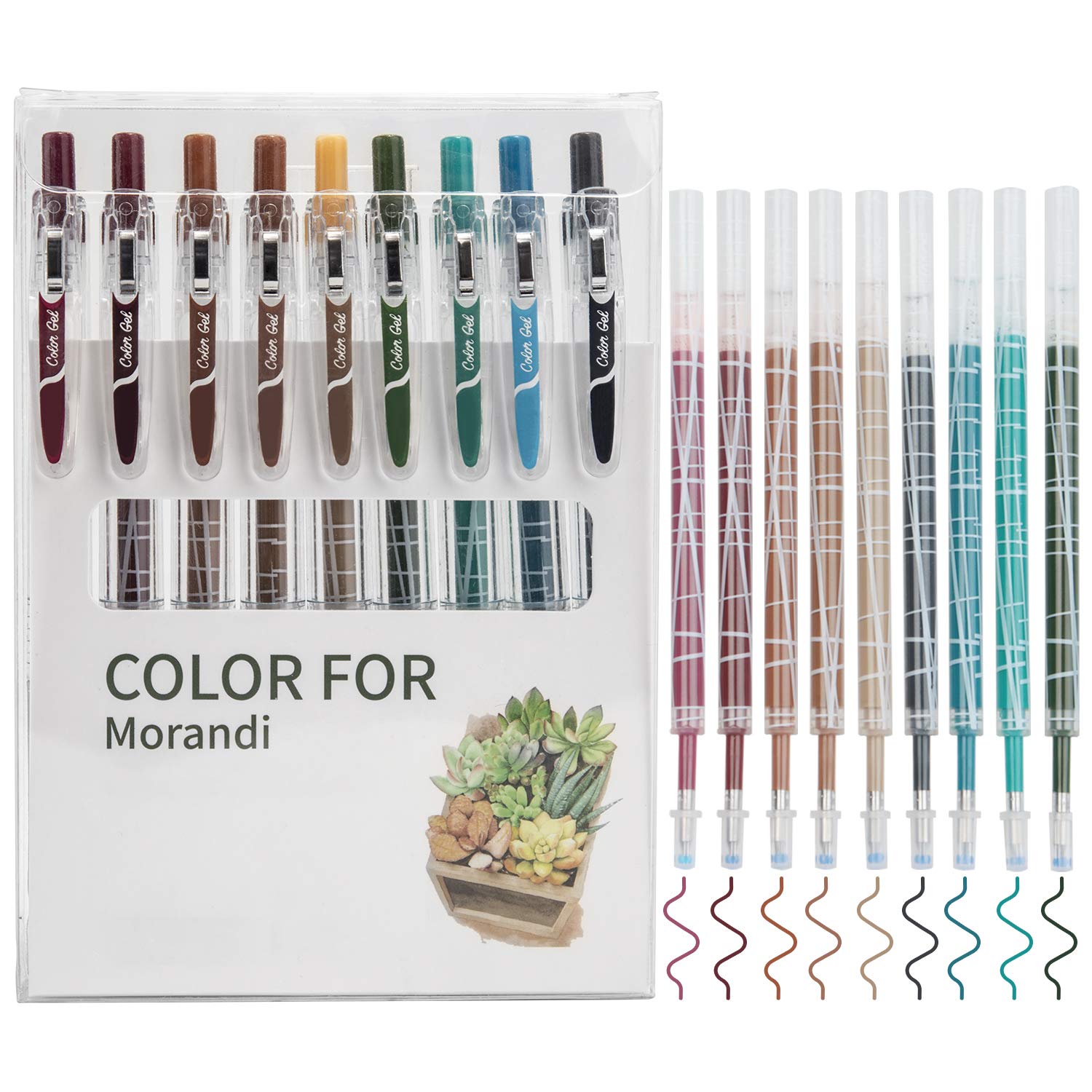 Stapens Retractable Gel Pens, 0.5Mm Fine Point Ballpoint Pens With Pen Refills (Nordic 9 Colors)