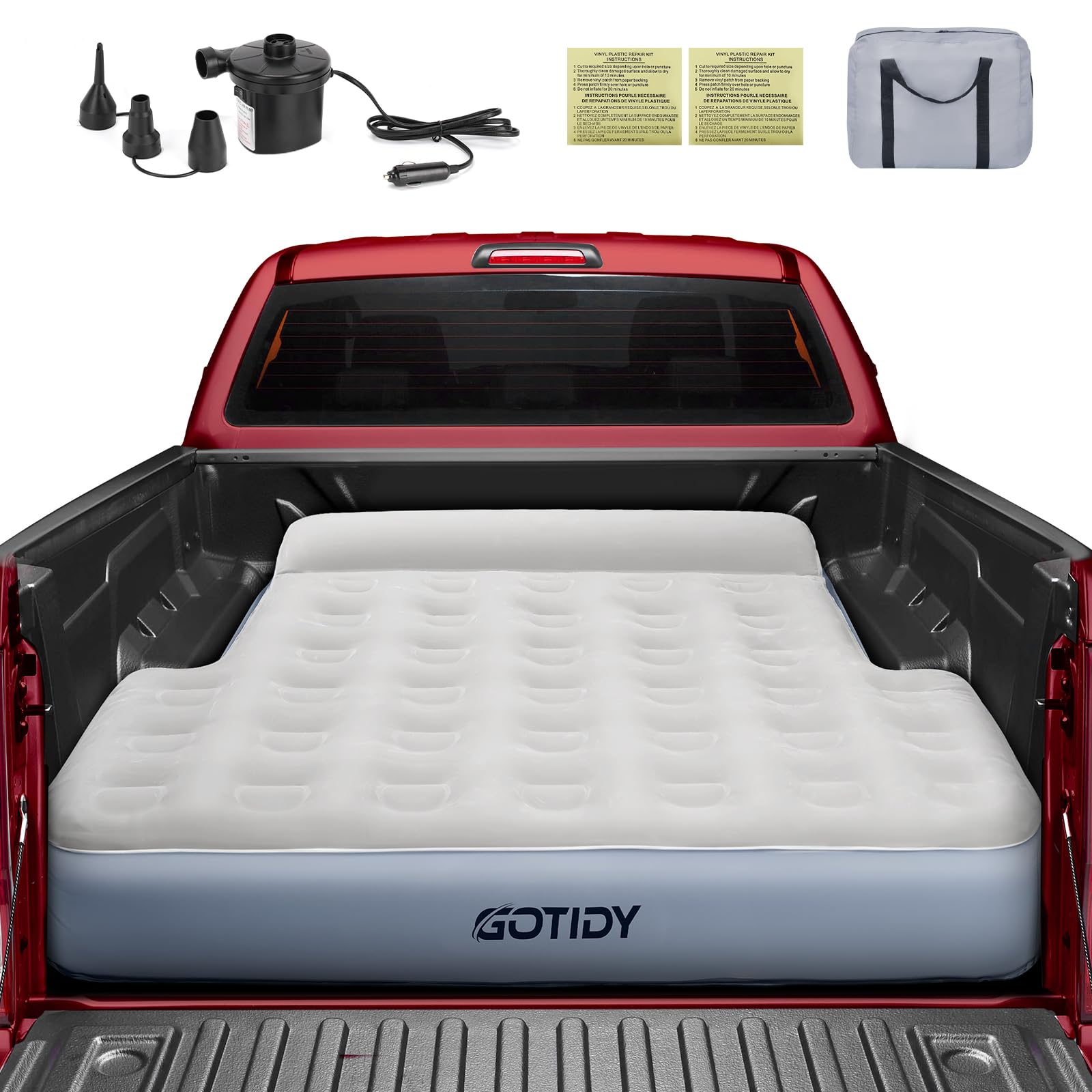 Short Truck Bed Mattress for 5-5.5ft, Truck Bed Air Mattress for Tacoma Honda Ridgeline Jeep Gladiator JT 5ft, Wired Air Pump, O
