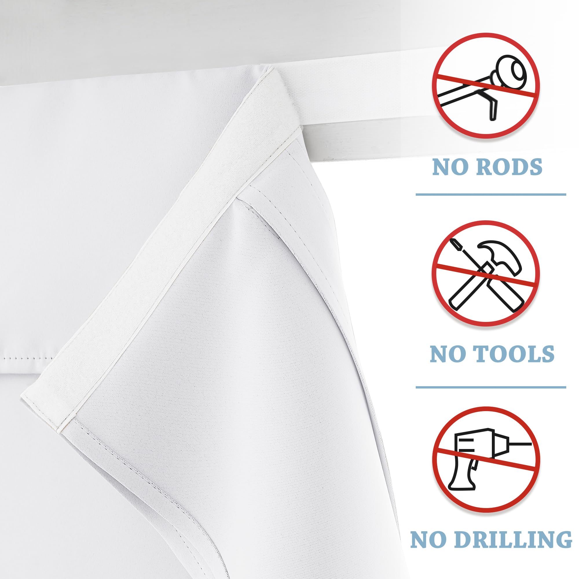 Ryb Home Blackout Door Curtains 2 Panels Set, Privacy Insulating Glass Window Door Blind Shdes For French Door Nana Door Sidelight Door Office, W 26 X L 72, Pure White