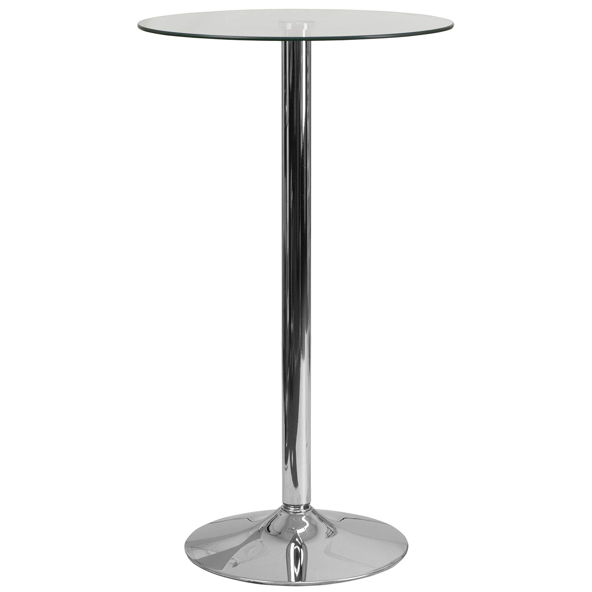 Flash Furniture Kenneth 23.5'' Round Glass Table with 35.5''H Chrome Base