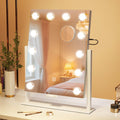 Sbagno Vanity Mirror with Lights, 12 Dimmable LED Bulbs, Detachable 10X Magnifying Mirror, Touch Control, USB Rechargeable, Tab