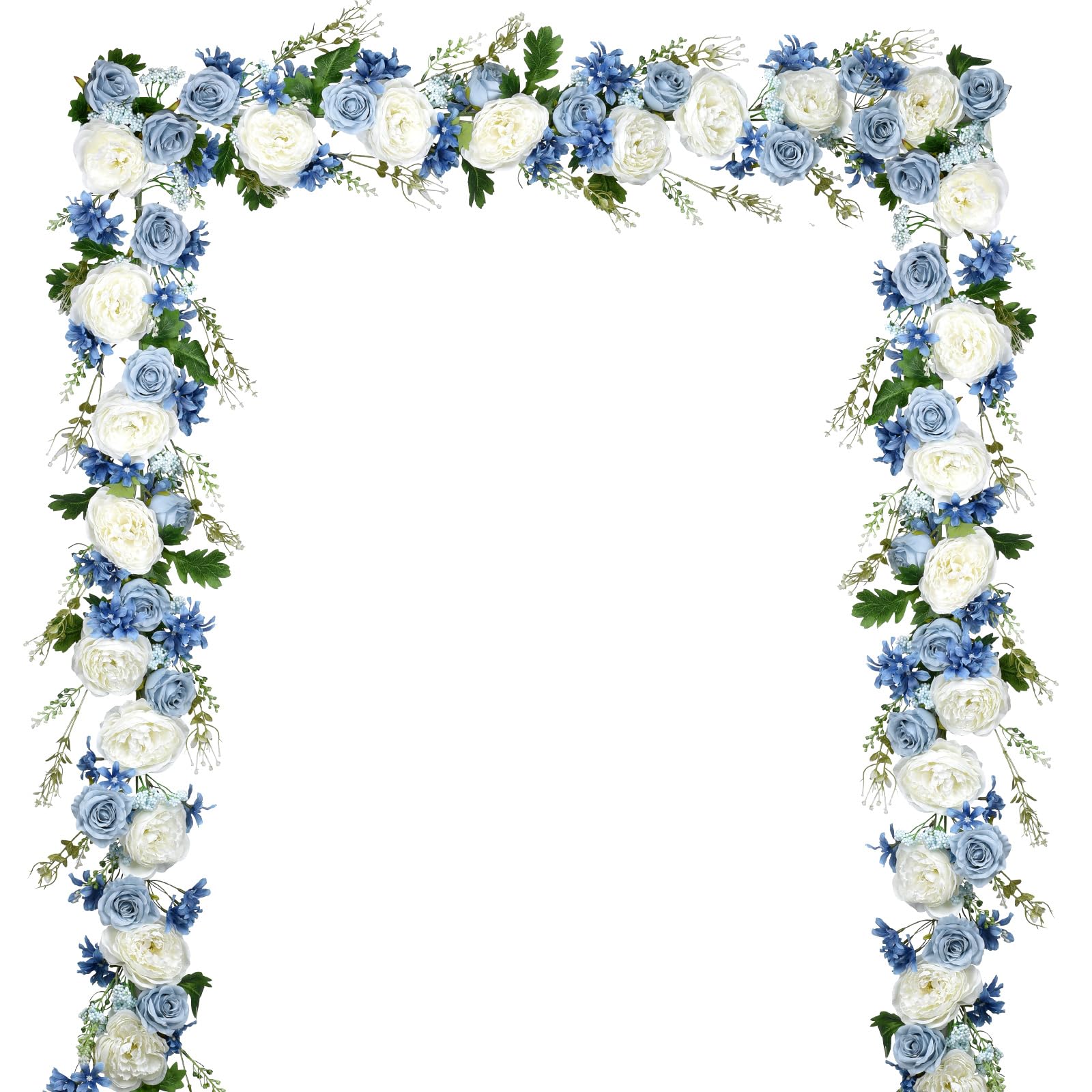 DearHouse 2Pcs Artificial Peony Flower Garland - Silk Peony Garland with Purple White Flowers for Wedding Party Table Decoration