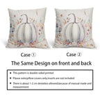 Fall White Pumpkin Pillow Covers 18X18 Inch Purple Flower Leaves Decorative Pillow Cases Seasonal Autumn Thanksgiving Harvest Th
