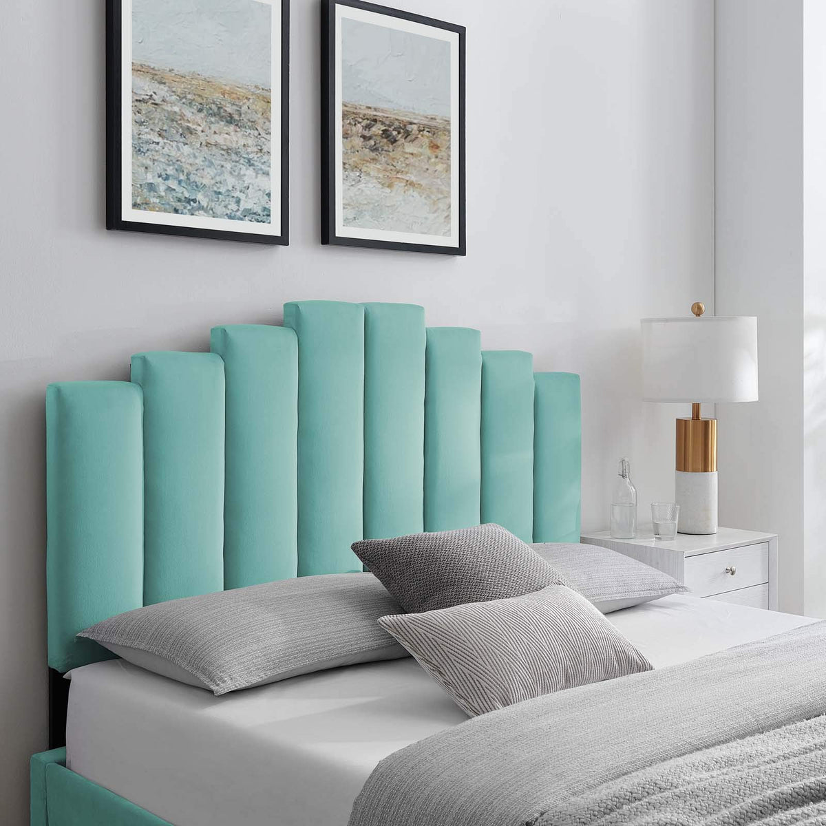 Modway Noelle Performance Velvet Headboard, King/California King, Mint