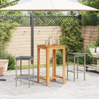 vidaXL 3-Piece Patio Bar Set with Poly Rattan Stools and Solid Acacia Wood Table - Weather-Resistant Outdoor Furniture for Garden, Deck, Gray