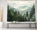 QGHOT Misty Forest Tapestries, Mountain Nature Tapestry Wall Hanging, Landscape Art Tapesty for Bedroom Living Room College Dorm