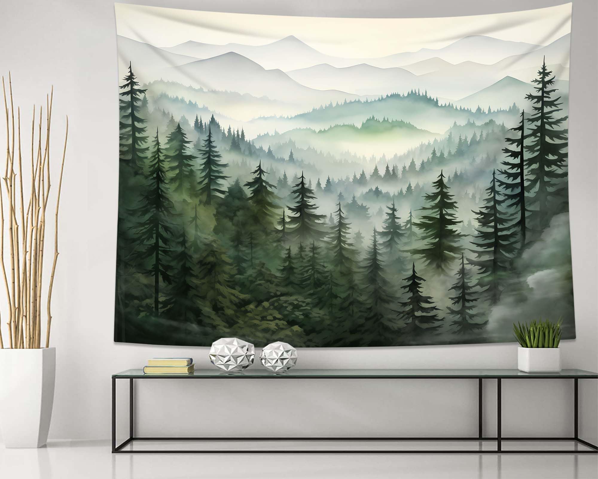 QGHOT Mountain Tapestry Wall Hanging, Nature Landscape Forest Tapestry, Mountains Tapestry for Bedroom Living Room Office Wall A