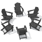 Kingyes Folding Adirondack Chair Set Of 6, Hdpe All-Weather Folding Adirondack Chair, Grey